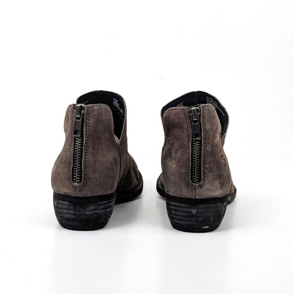 Born Women Kerri Distress Grey Leather Western Zip Ankle boots size 8.5 - Picture 4 of 7